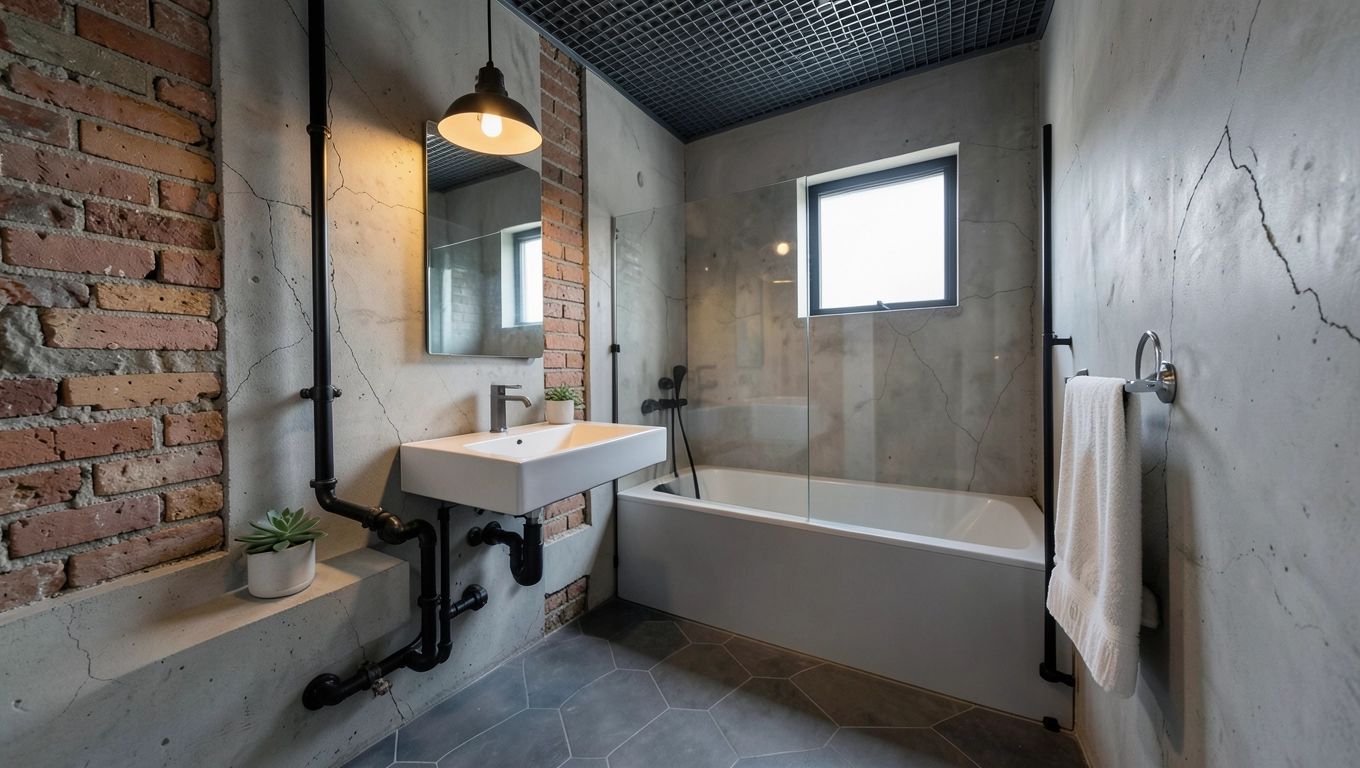 łazienka w stylu loft w bloku