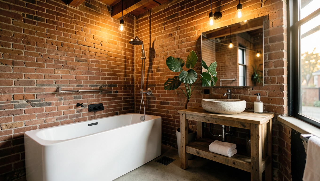 łazienka w stylu loft z wanną