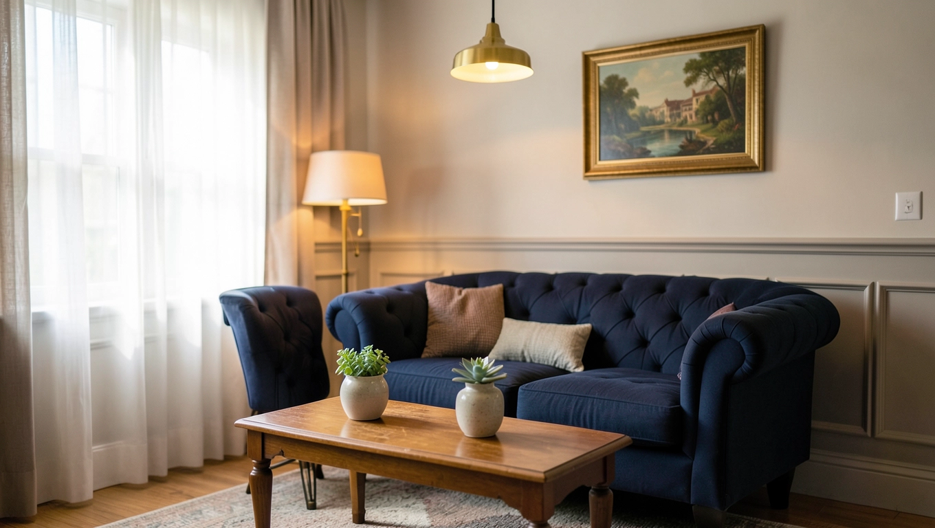 mały salon w stylu klasycznym