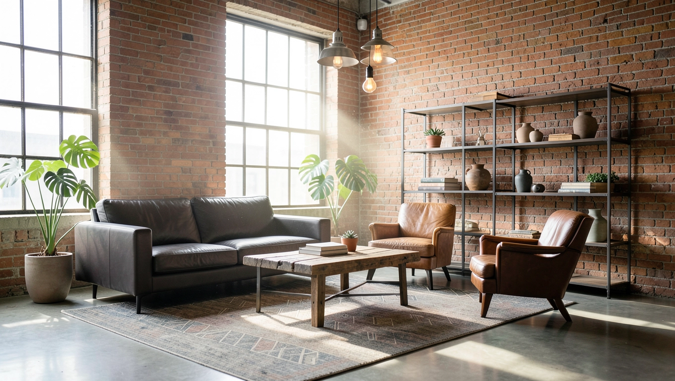 salon w stylu loft aranżacje