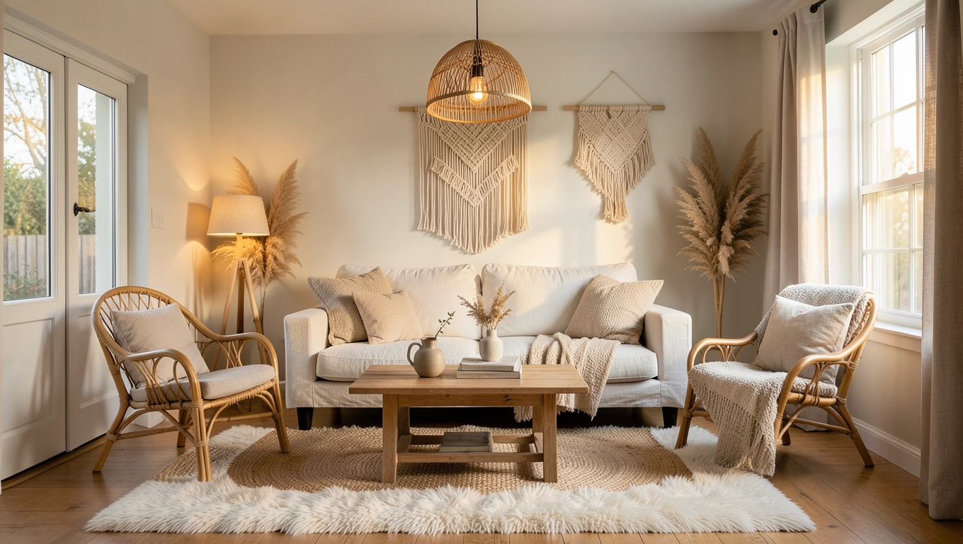 salon w stylu scandi boho