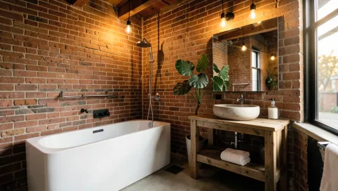 łazienka w stylu loft z wanną